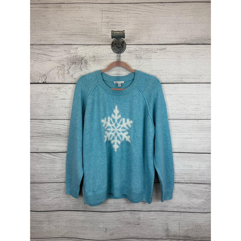 Cato Plus Size Light Blue Knit Fizzy Snowflake Sweater Size 18/20W